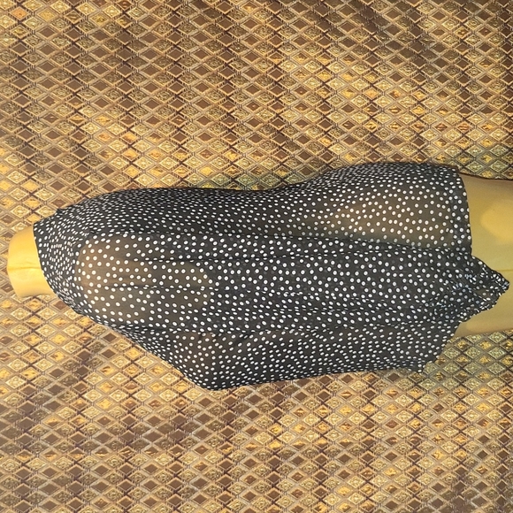 Chico's: Black with White Polka-dots Sheer  Blouse - Picture 2 of 8